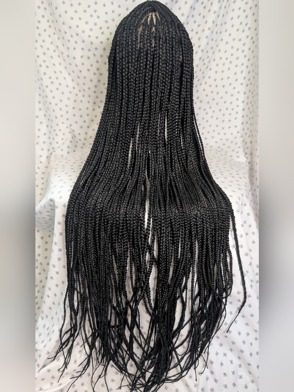 NEW 34” Knotless Braided Synthetic Wig HD Lace Cornrow Full Lace Natural Black